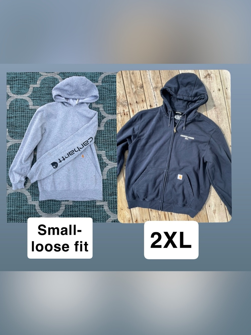 CARHARTT hoodie & sweatshirt lot of 2 -small & 2XL *description